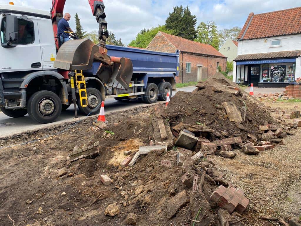 This is a photo of a dig out being carried out for the installation of a new tarmac driveway. Works being carried out by Lakenheath Driveway Services