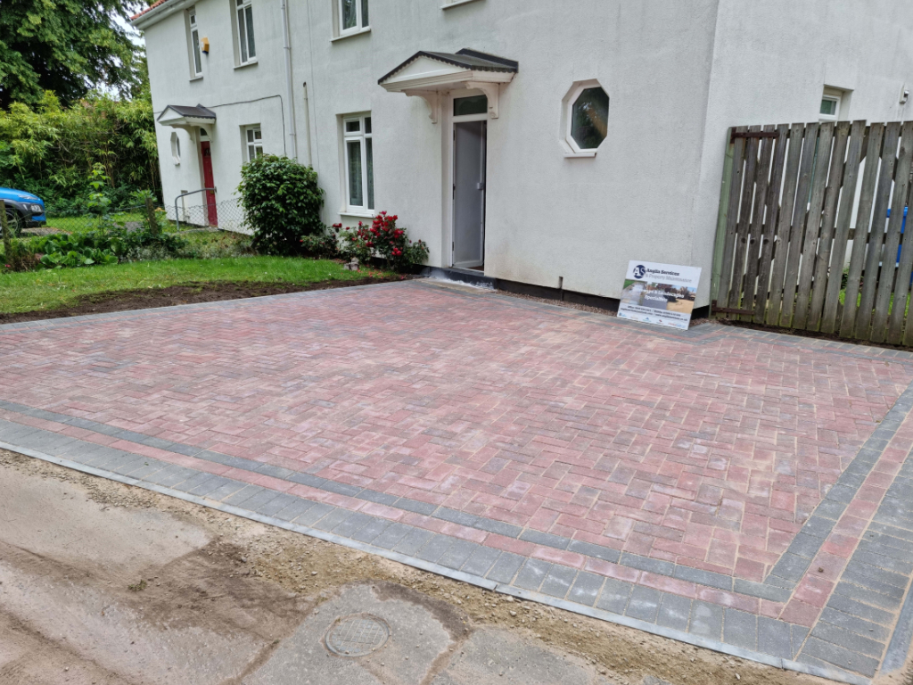 This is a newly installed block paved drive installed by Lakenheath Driveway Services